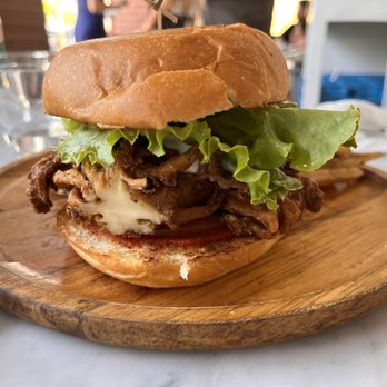 Cafe Gratitude - Chicken fried mushroom sandwich - Vegan Near Me - Venice, California