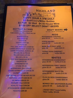 Menu photo 8 Highland Tavern Denver, CO