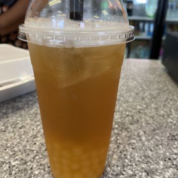 Buck’n Good Donuts - Peach tea with peach popping boba. - Breakfast & Brunch Near Me - Seymour, Tennessee Buck’n Good Donuts - Peach tea with peach popping boba. - Breakfast & Brunch Near Me - Seymour, Tennessee