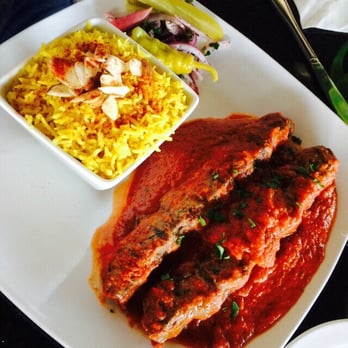 Zeta's Grill - Spicy kafta kebab in tomato sauce, with saffron rice - Mediterranean Near Me - Avondale, Arizona