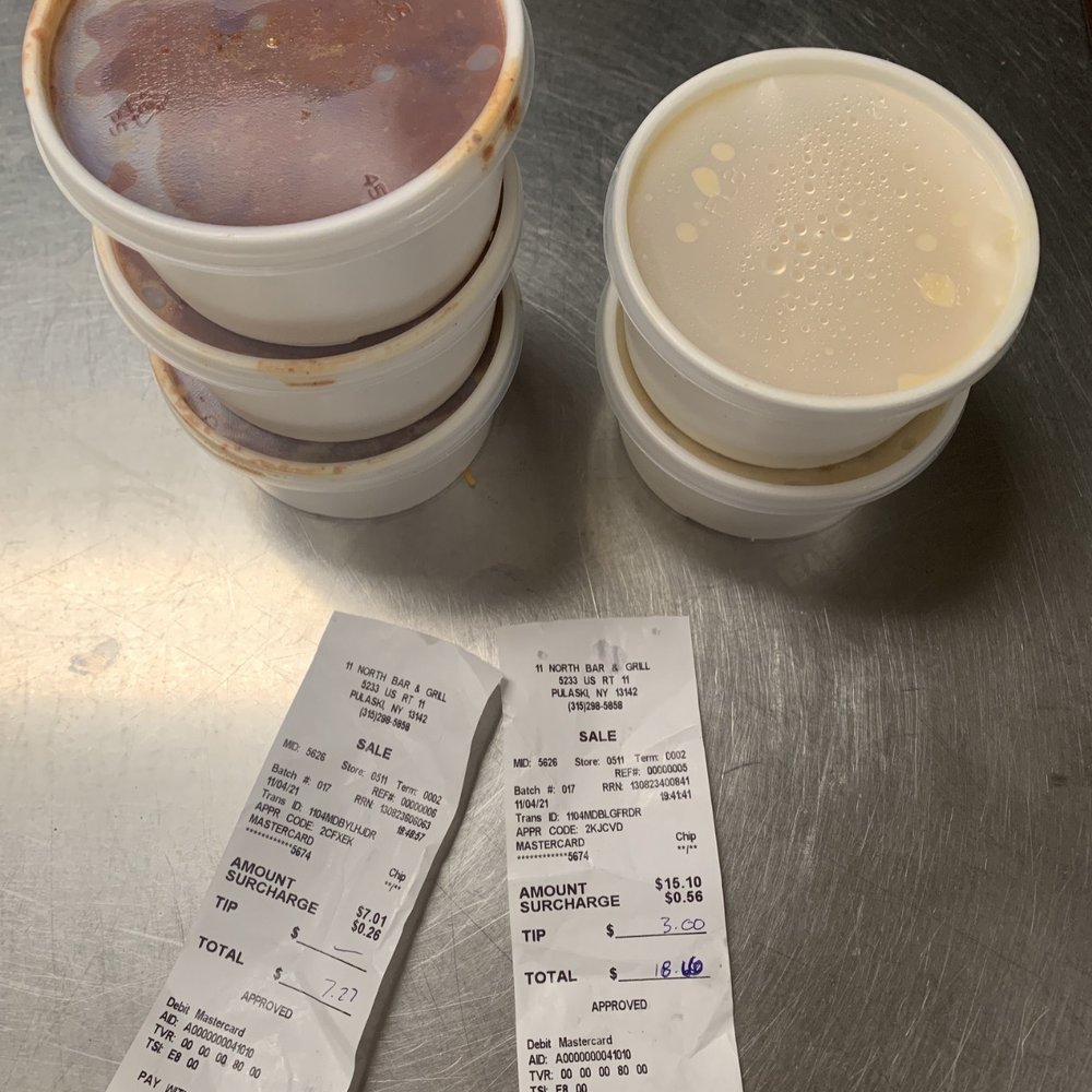 11 North Bar & Grill - Receipts and "corrected" order we had to pay extra for. - Diners Near Me - Pulaski, New York