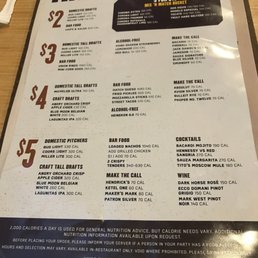 Happy hour menu Happy hour menu