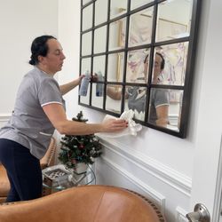 Cintias Cleaning Service - Cleaning a mirror.