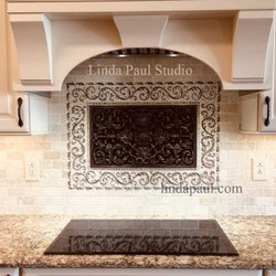 Linda Paul Studio - Custom Ravenna  backsplash medallion from Linda Paul Studio