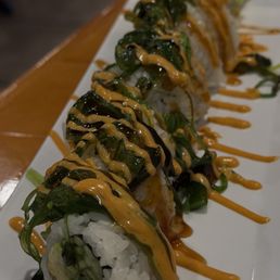 Vegetarian - Jungle Roll / add a tempura and a teriyaki spicy mayo drizzle for $2 / I'd order it again Vegetarian - Jungle Roll / add a tempura and a teriyaki spicy mayo drizzle for $2 / I'd order it again