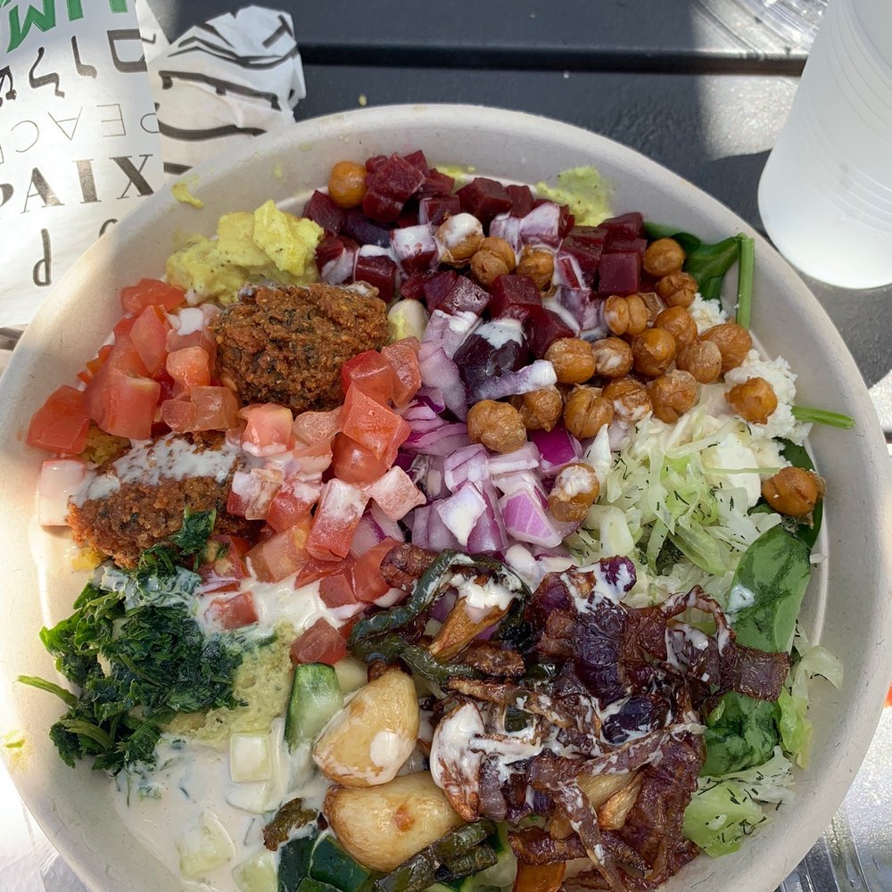 Hummus Republic - Bowl with falafel and lemon chicken! SUPERB - Mediterranean Near Me - Goleta, California Hummus Republic - Bowl with falafel and lemon chicken! SUPERB - Mediterranean Near Me - Goleta, California