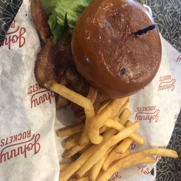 Double Bacon cheddar served with a side of fries.
