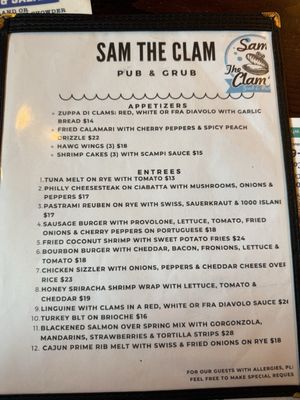 Menu photo 1 Sam the Clam's Pub & Grub Plantsville, CT Menu photo 1 Sam the Clam's Pub & Grub Plantsville, CT
