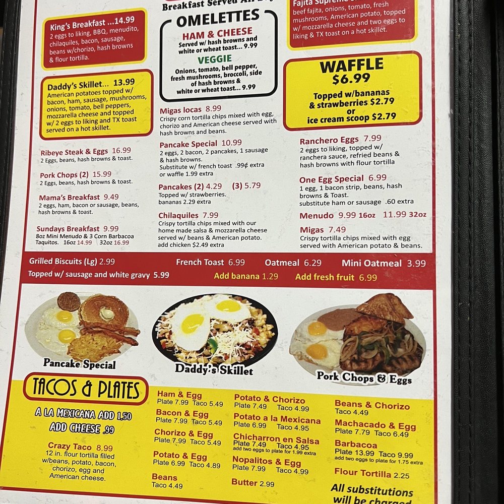 Big Daddys Restaurant - Updated menu - Breakfast & Brunch Near Me - Brownsville, Texas