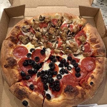 Mama Roscoe's Pizzeria - 12" Create Your Half & Half - Pepperoni & Black Olives; Pepperoni, Mushroom & Sausage - Pizza Near Me - Anaheim, California Mama Roscoe's Pizzeria - 12" Create Your Half & Half - Pepperoni & Black Olives; Pepperoni, Mushroom & Sausage - Pizza Near Me - Anaheim, California