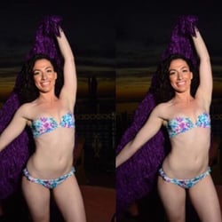 Crystal Water Collections - Strapless top with bikini bottom gathered at the side seam with a beautiful feather cover up!