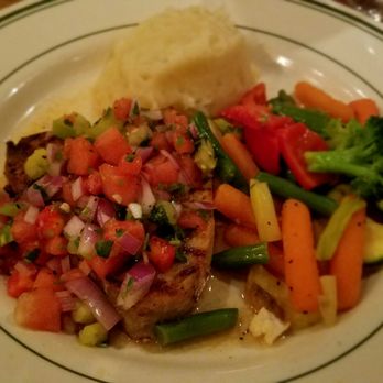 Gulliver's Restaurant - Swordfish, catch of the day, topped with a watermelon relish - American Near Me - Irvine, California