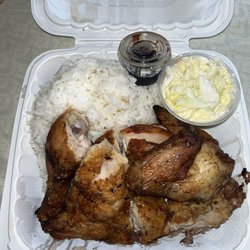 Ray's Kiawe Broiled Chicken - Huli chicken white rice and pineapple coleslaw