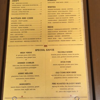 Mountain Standard - Drink menu. - New American Near Me - Vail, Colorado