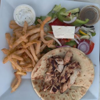 Telio restaurant - Chicken souvlaki sandwich platter - Greek Near Me - New York, New York Telio restaurant - Chicken souvlaki sandwich platter - Greek Near Me - New York, New York