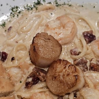 Dock House Restaurant - Seafood Carbonara with Scallops no crab added later - Seafood Near Me - Chester, Maryland