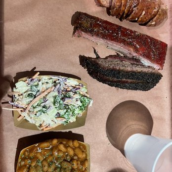 Terry Black's Barbecue - Brisket, sausage, pork rib, Cole slaw and baked beans - Barbeque Near Me - Austin, Texas Terry Black's Barbecue - Brisket, sausage, pork rib, Cole slaw and baked beans - Barbeque Near Me - Austin, Texas