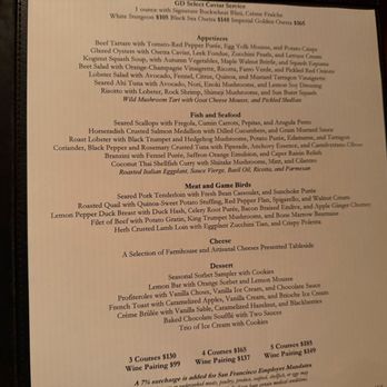 Gary Danko - Menu as of March 2026" - New American Near Me - San Francisco, California