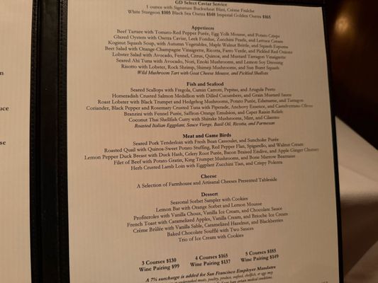 Menu photo 8 Gary Danko San Francisco, CA