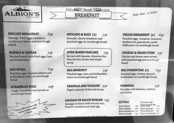 Menu photo 3 Albion’s Restaurant London, XGL