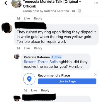 Watch Solutions - People comments who's jewelry was also ruined there. - Watches Near Me - Temecula, California Watch Solutions - People comments who's jewelry was also ruined there. - Watches Near Me - Temecula, California