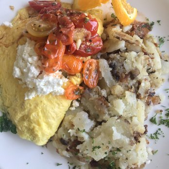 Plums Cafe - Spinach & Feta Cheese Omelet - Breakfast & Brunch Near Me - Costa Mesa, California