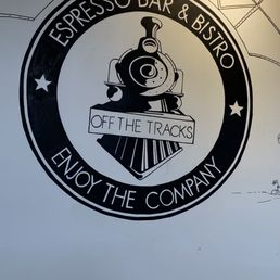 Cafe insignia on the wall. Cafe insignia on the wall.