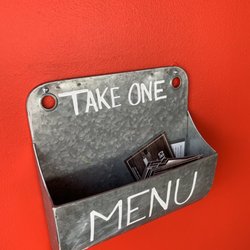 Crydermans Barbecue - Menu is a postcard by the door