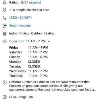Cotton's Kitchen - Hours. - Soul Food Near Me - Leesburg, Florida
