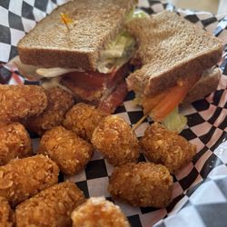 Hap Cafe - My classic BLT with extra extra extra crispy tots. So good!! I couldn't eat them all either.