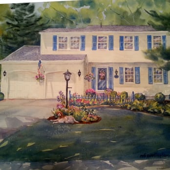 Cunningham Watercolors - watercolor home portrait by MB Cunningham - Commissioned Artists Near Me