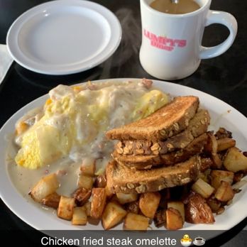 Lumpy's Diner - Fried chicken steak omelette with country gravy, potatoes, and toast. - Diners Near Me - Antioch, California Lumpy's Diner - Fried chicken steak omelette with country gravy, potatoes, and toast. - Diners Near Me - Antioch, California