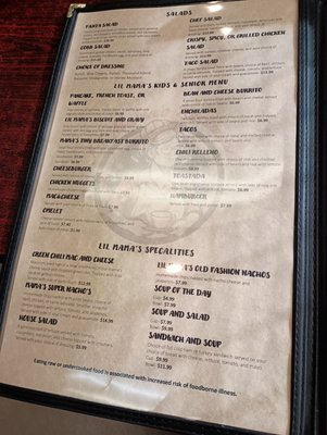 Menu photo 2 Lil Mamma's Restaurant Edgewood, NM