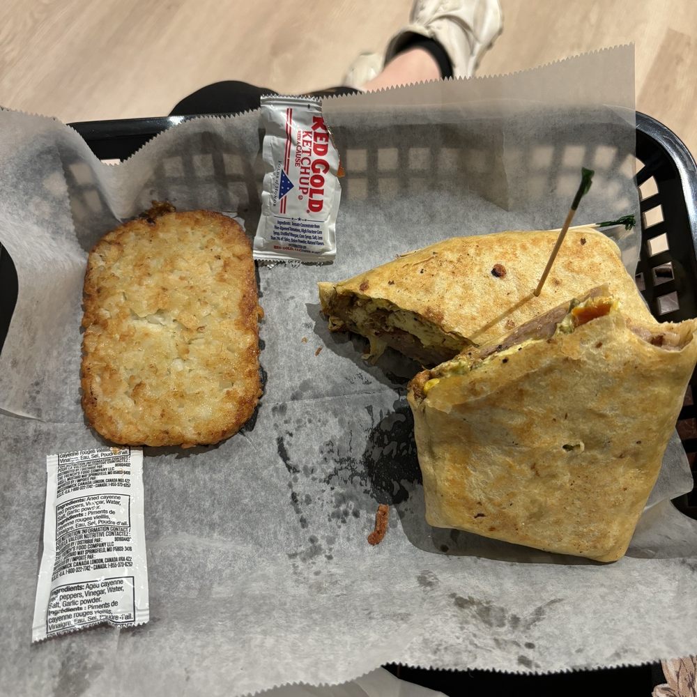 Southwest wrap & a hash brown Southwest wrap & a hash brown