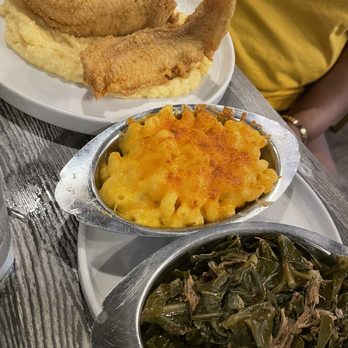 Sweet T's Southern Eatery - Catfish and Grits with side of Baked Mac & Cheese and Smoked Turkey Collards - Soul Food Near Me - Montclair, New Jersey