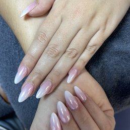Pink and white ombré with chrome