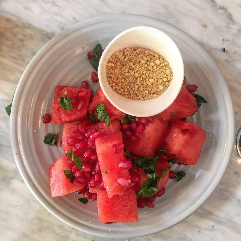 Alt Eats Cafe - Watermelon mint salad with white balsamic and vegan parm on the side - Coffee & Tea Near Me - Ho-Ho-Kus, New Jersey Alt Eats Cafe - Watermelon mint salad with white balsamic and vegan parm on the side - Coffee & Tea Near Me - Ho-Ho-Kus, New Jersey