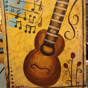 Pinot's Palette - I wasn't miserable at it... Though you can't see my Type O Negative song titles hiding in the background haha - Paint & Sip Near Me - Chicago, Illinois