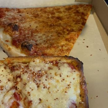 Longobardi Restaurant  - Sicilian slice big enough to share and a "regular slice" (for anyone outside of New York. That means a cheese slice.) - Pizza Near Me - Wappingers Falls, New York