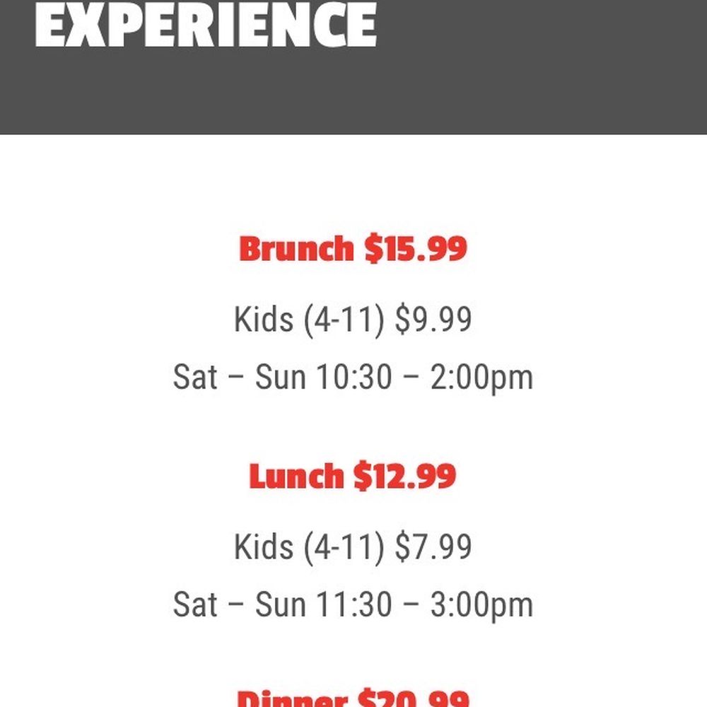 Fire + Ice - Their prices listed online, don't be fooled. They say dinner starts at 2pm on the weekends... false advertising. - New American Near Me - Anaheim, California Fire + Ice - Their prices listed online, don't be fooled. They say dinner starts at 2pm on the weekends... false advertising. - New American Near Me - Anaheim, California