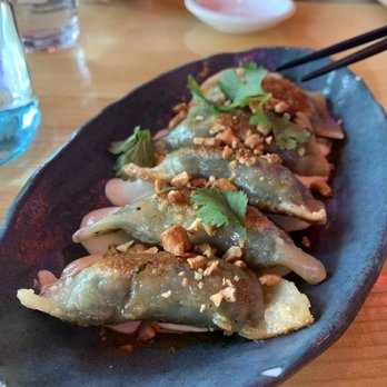 Lucky Robot Restaurant - Spinach and tofu dumplings - Sushi Bars Near Me - Austin, Texas Lucky Robot Restaurant - Spinach and tofu dumplings - Sushi Bars Near Me - Austin, Texas