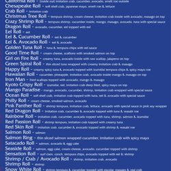 Kyoto Japanese Steakhouse & Sushi Bar - Sushi description
