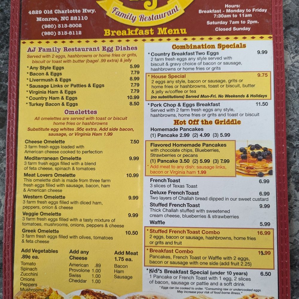 AJ Family Restaurant - Greek Near Me - Monroe, North Carolina