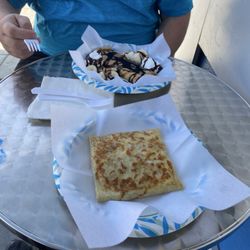 Elena's Cafe French Crepes - Nutella with banana crepe and an egg salad crepe.