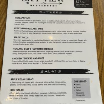 Sky View Restaurant - Menu for tour group Spring 2026 - American Near Me - Peach Springs, Arizona Sky View Restaurant - Menu for tour group Spring 2026 - American Near Me - Peach Springs, Arizona