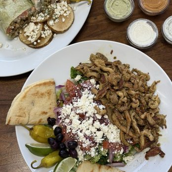Baba’s Cuisine - Chicken Shawarma Platter and burrito - Mediterranean Near Me - Long Beach, California