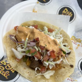 Baja Cali Fish & Tacos - Surf n Surf & Turf Taco (Flour) - Mexican Near Me - Pasadena, California Baja Cali Fish & Tacos - Surf n Surf & Turf Taco (Flour) - Mexican Near Me - Pasadena, California