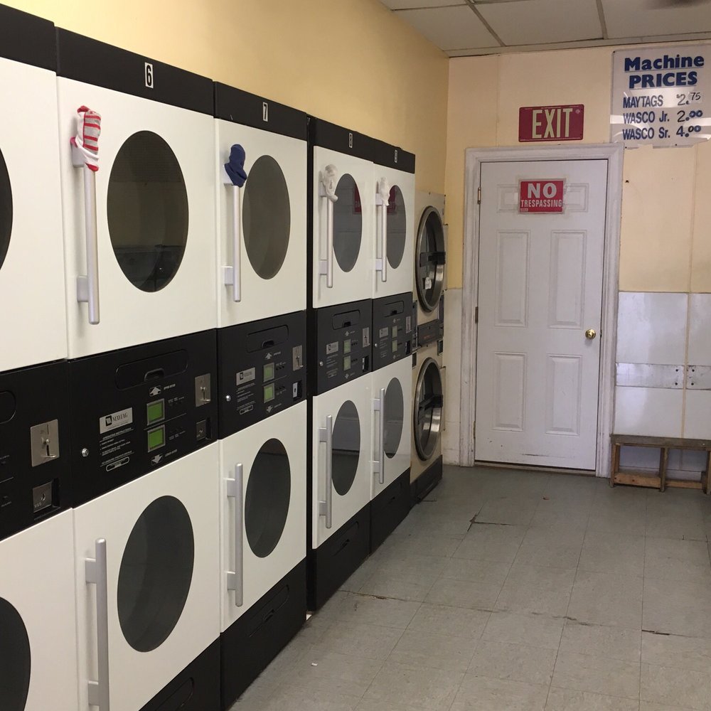 Tommy's Laundromat - Dryers and large washers at the end of the laundromat - Laundromat Near Me - Bayonne, New Jersey