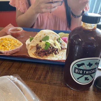Big Thicket BBQ - Taco plate with cream corn. - Barbeque Near Me - DeRidder, Louisiana