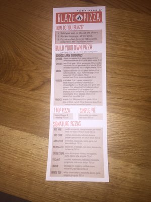 Menu photo 4 Blaze Pizza Robinson Township, PA